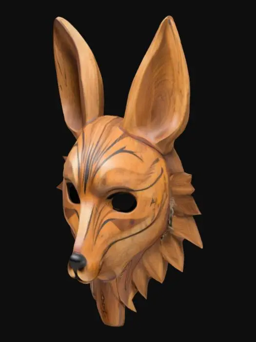 3D model for all one soled mesh of a coyote wood mask with tribal markings of a trickster  
