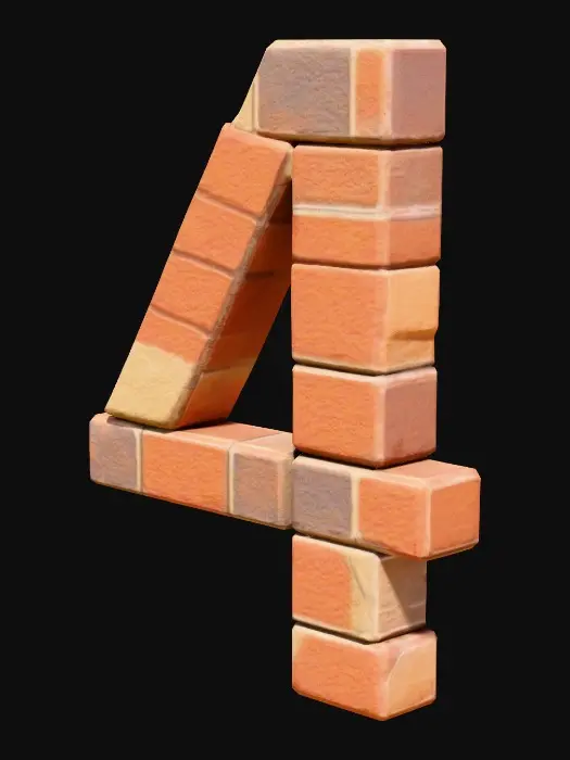 3D model for la lettre 4 en style brique réaliste