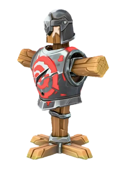 Target Dummy Knight 3D model, vytvořený pomocí AI