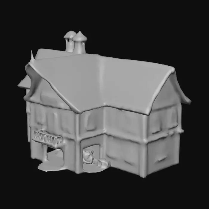 3D model for Medieval, hotel/inn, adventurer guild, wide mansion, old building, flat surface (not too smooth)