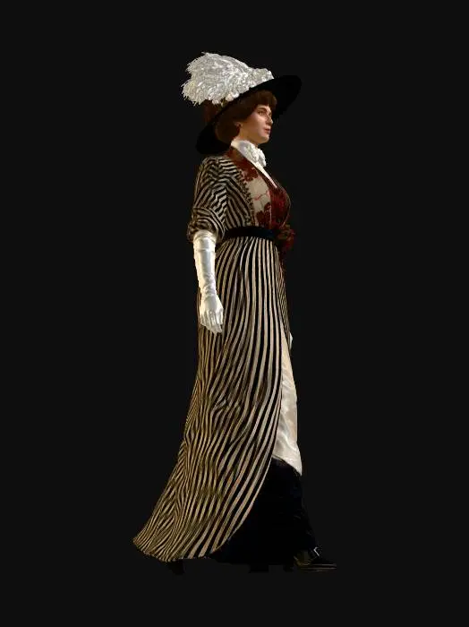 3D model for Portrait of a Victorian Lady in a Striped Dress