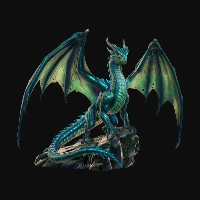 Azurecrest Dragon — Meshy AI 3D minyatür