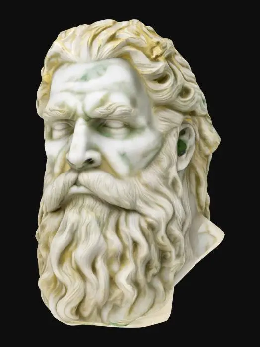 3D model for [Piraeus Greece] Head of Poseidon Wrath, white marble with thin gold and green veins #AroundTheWorld#
