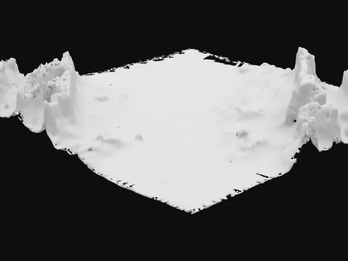 3D model for a distant mountain range, dry, red rock when the sun hits it right, layers of mountain ridges of many sizes, some small and some large, some run a long ways and some are just one lone tall mesa, a dry desert basin rocky ridge