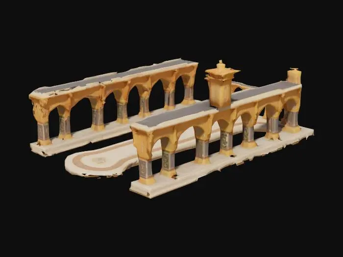 3D model for modular race track piece, straight away, royal desert palace aesthetic 