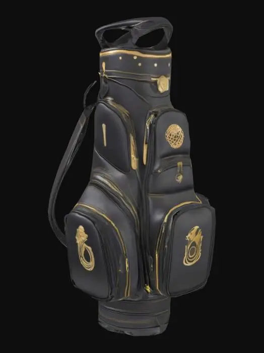 3D model for golf bag, black , gold inlay 