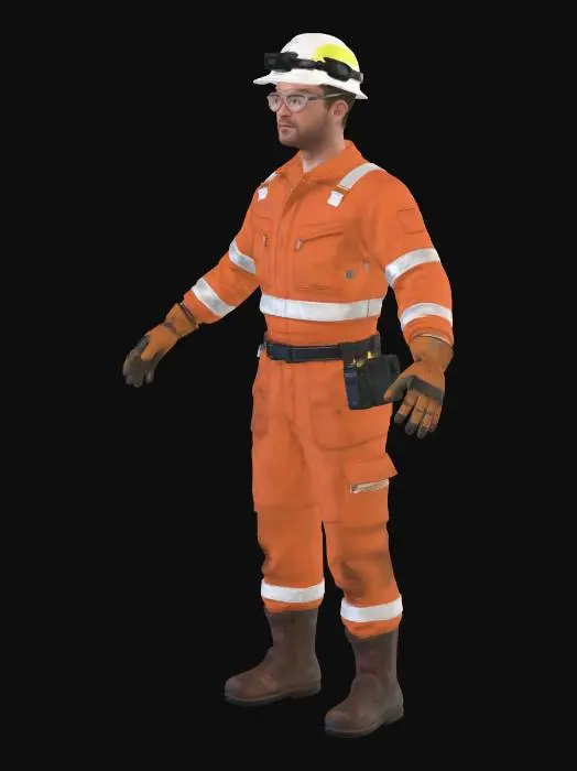3D model for Construction Worker in Orange Safety Gear