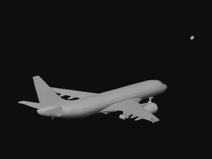 3D model for realistic Boeing 787 style passenger aircraft, white airline livery, blue tail, gray wings, metallic turbofan engines, realistic cockpit windows, photorealistic textures