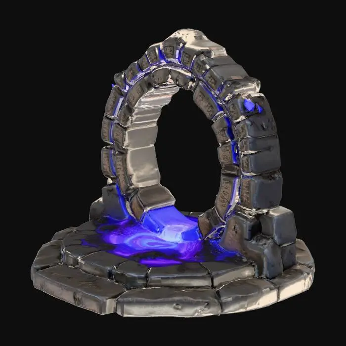 3D model for A single 3D board game token representing an active Shadow Portal.
A mystical portal rising from a compact board-game base, with swirling dark energy at the center and subtle light runes around the edges, symbolizing a moral choice between redemption and power.
Designed as a tabletop miniature location marker, small scale, iconic and readable from a distance.
Front-facing view, centered object.
Neutral studio lighting.
Transparent background.
High-quality 3D miniature, clean geometry, strong silhouette, sculpt-ready, suitable for 3D printing and game assets.
No characters, no environment, no text., #Christmas2025#
