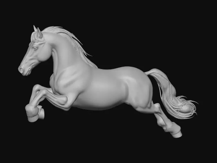 3D model for Muscular black clydesdale looking forward with black mane and on both hind legs like its about to take off in flight