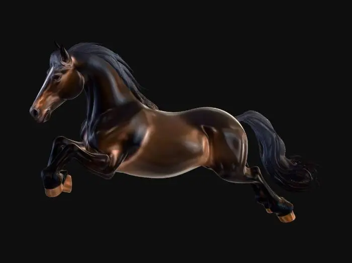 3D model for Muscular black clydesdale looking forward with black mane and on both hind legs like its about to take off in flight