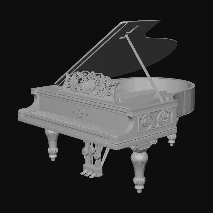 3D model for grand piano with beethoven sitting at it