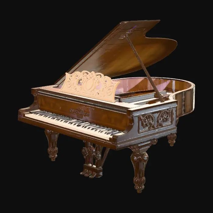3D model for grand piano with beethoven sitting at it