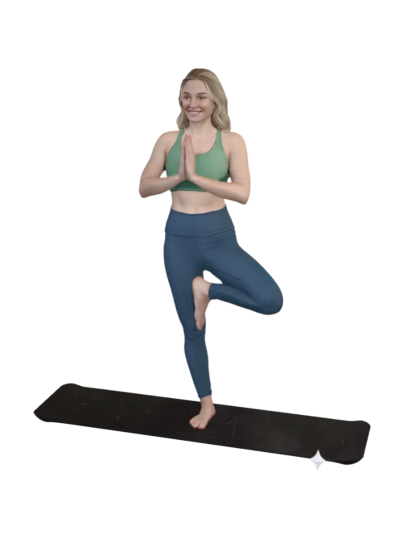 Tree Pose on Yoga Mat - Balance 3D model, vytvořený pomocí AI