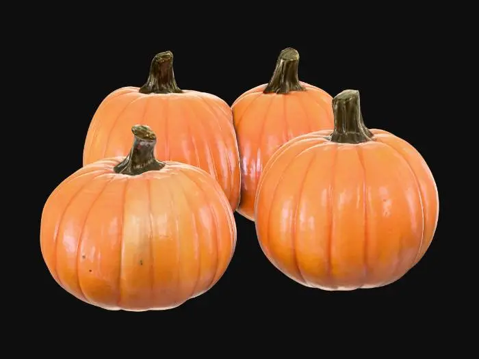 3D model for Halloween | Scary | Hyper-Realistic | Gothic | Grimm | Orange Pumpkins in a patch, all variably different in size and shape. no carved faces