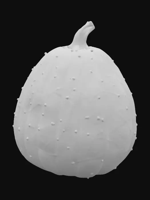 3D model for Halloween | Scary | Hyper-Realistic | Gothic | Grimm | A Orange tall egg shaped pumpkin, No face carved. 