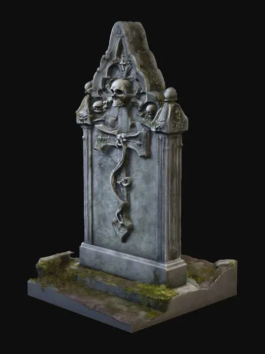 3D model for Halloween | Scary | Hyper-Realistic | Gothic | Grimm | a old gravestone 