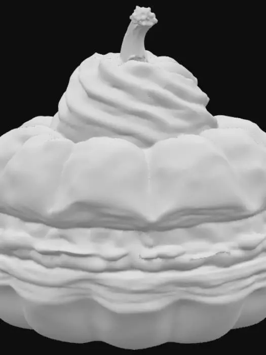 3D model for Hyper-realistic | Pastries | fall  themed | a single one pumpkin Cream puff. On its own, no plate or background
