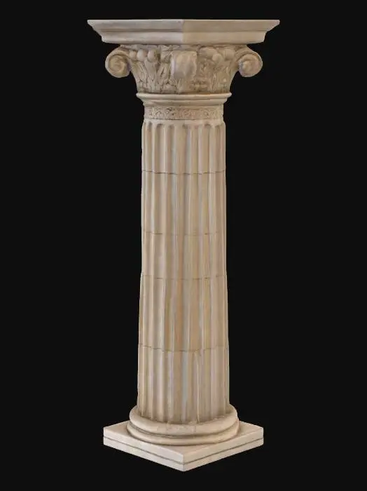 3D model for Hyper-Realistic | Artifact | Ancient | Old | Worn | A Large limestone column from the stone age, with faint reliefs of decorative designs. 