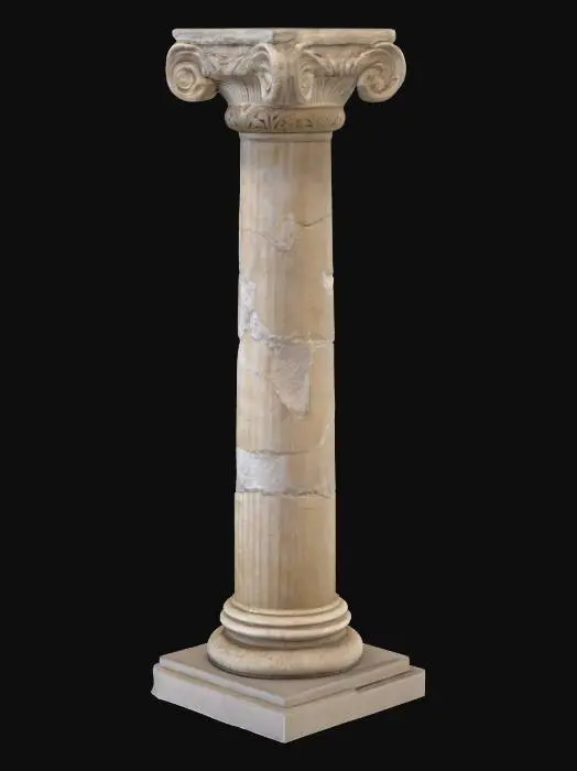 3D model for Hyper-Realistic | Artifact | Ancient | Old | Worn | A Large limestone column from the stone age, with faint reliefs of decorative designs. 