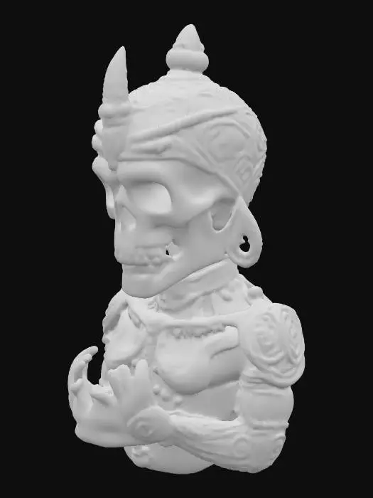 3D model for Hyper-Realistic | Artifact | Ancient | Old | Worn | a golden Idle of a ancient skull from a temple. 