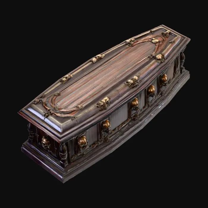 3D model for Halloween | Scary | Hyper-Realistic | Gothic | Grimm | A full worn Wooden classic Coffin