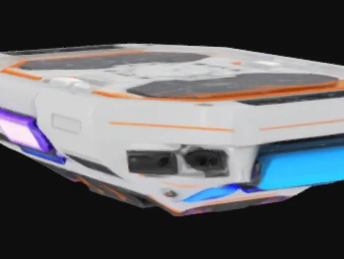 3D model for Octogonal hoverboard is a sleek, compact platform built for speed and agility. Its narrow metallic deck features glowing blue or orange accents, with anti-gravity emitters underneath that keep it hovering and leave a faint energy trail. With no wheels, it relies on pulsing gravity fields for movement. Textured for grip and reinforced for impact, its curved edges aid control. A soft hum signals its activation—simple, durable, and built for high-performance motion.

