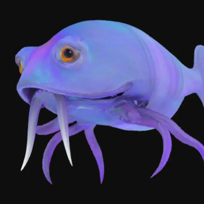 3D model for #ocean#, #ocean#, A lifelike cuttlefish rendered in a sophisticated animated-film style: its broad, oval mantle shimmers with iridescent bands of teal, violet, and silver, each color shifting subtly as if alive. Delicate, ribbed fins run along its sides, undulating in soft waves that convey gentle propulsion. A pair of large, expressive eyes—with horizontal, W-shaped pupils—gleam like polished onyx, reflecting ambient light. Beneath, eight graceful arms and two longer feeding tentacles fan outward, their surfaces textured with tiny suction cups and fine papillae. Every ridge, bump, and chromatophore is defined in high detail, giving the creature both a playful expressiveness and convincing realism.