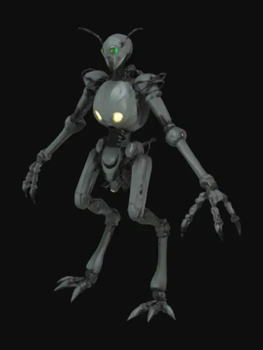 3D model for Futurist Robot look horror insectoide , t pose , Highly Detailed, Bust, no weapons , full body , realist body 