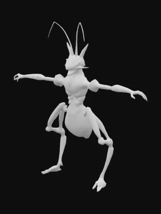 3D model for Futurist Robot look horror insectoide , t pose , Highly Detailed, Bust, no weapons , full body , realist body ,sintetic skin #ocean#