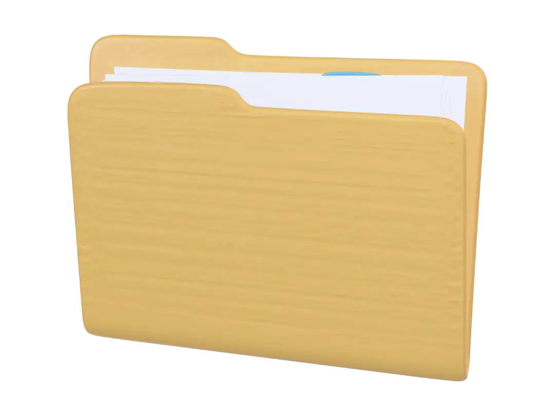 Yellow File Folder with Papers-3D-modell, genererad av AI