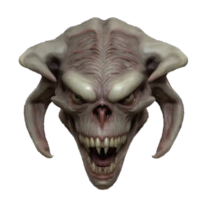 A very highly detailed and anatomaly correct scary monster head . it should be gross… 3D model, vytvořený pomocí AI