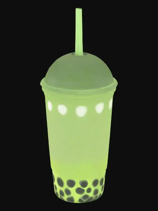 3D model for bubble tea , macha, lowpoly, minimaliste, green, dome