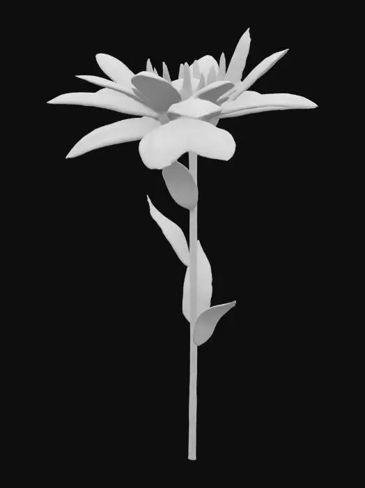 3D model for lowpoly, flower, purple , mint color