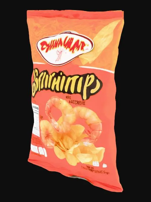 3D model for chips aux crevette, shrimp chips, chips package, snack