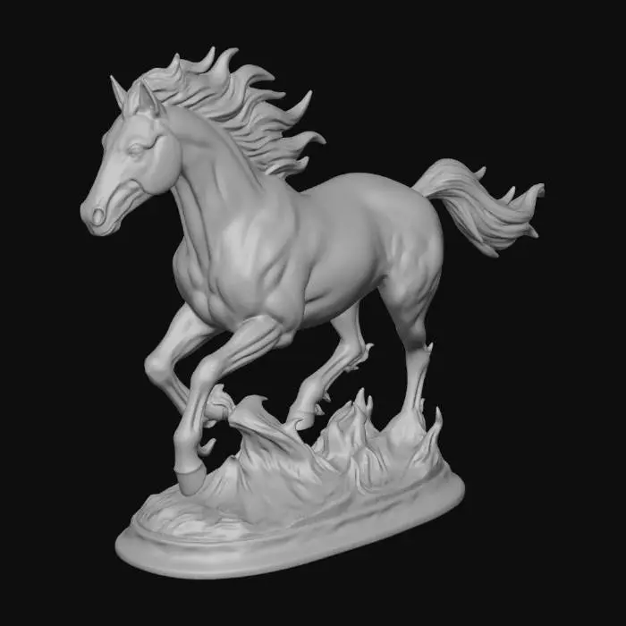 3D model for horse made of flames galloping with a stand made of fire underneath it