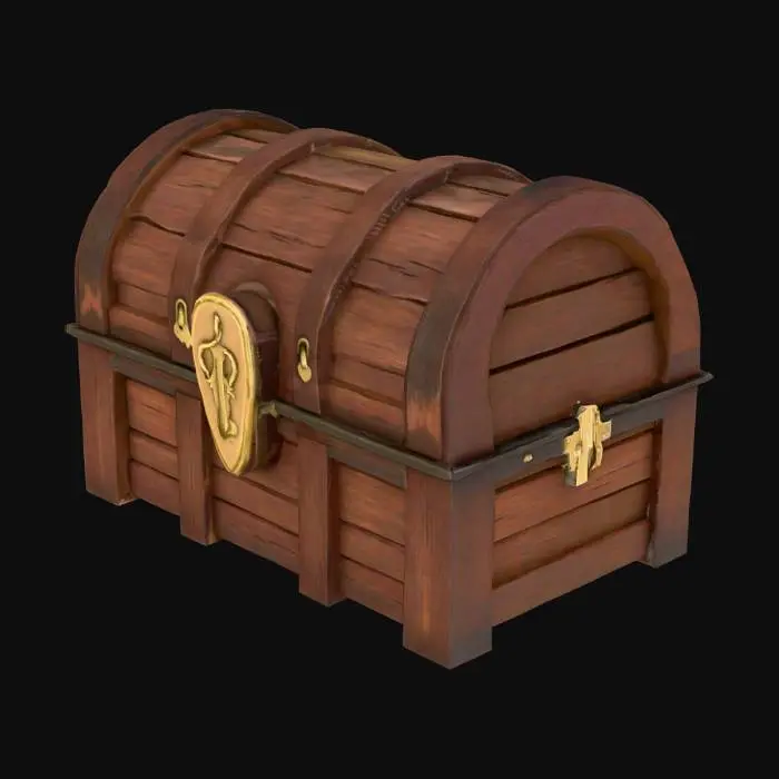3D model for a wooden chest, which is possible to open. animation of opening the chest is possible
