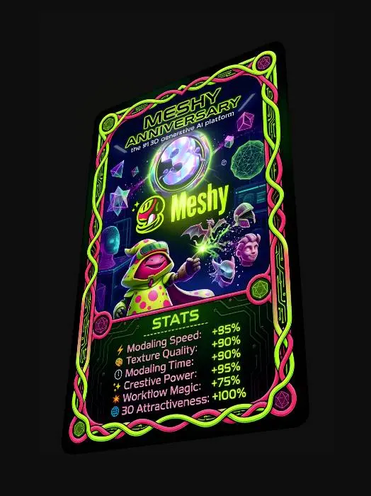 3D model for Meshy Anniversary Neon Poster