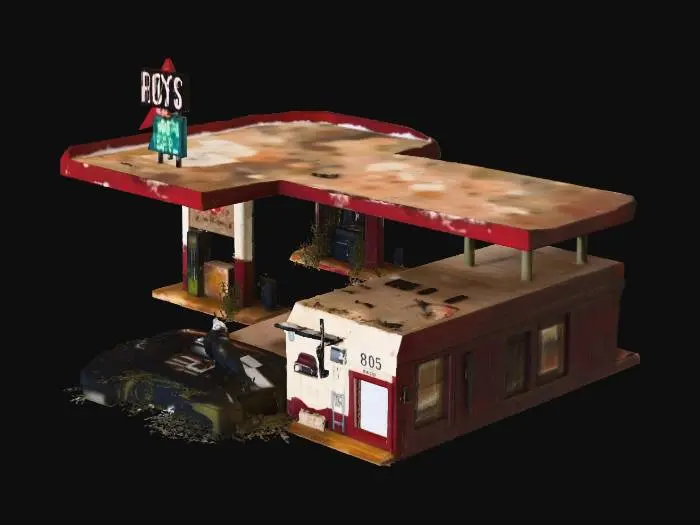 3D model for Deserted Gas Station post-apocalyptic