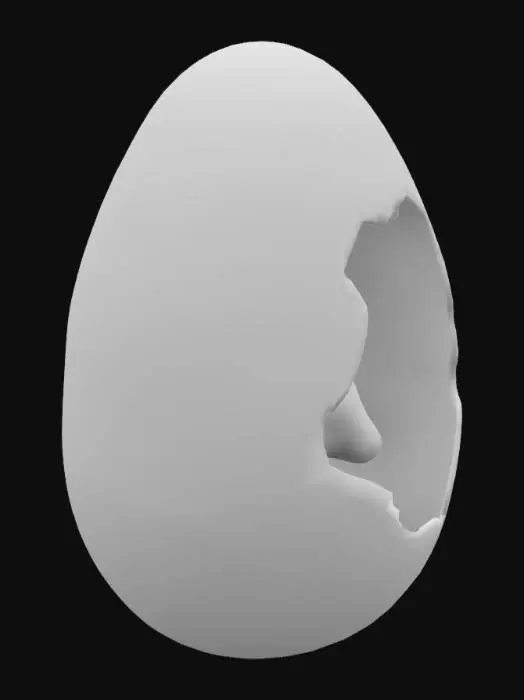 3D model for silhouette egg but with an rabbit inside decoupache