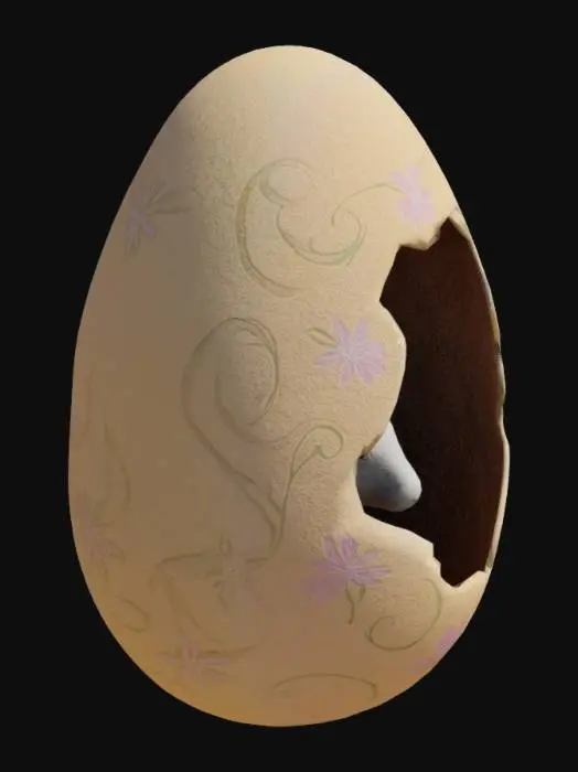 3D model for silhouette egg but with an rabbit inside decoupache