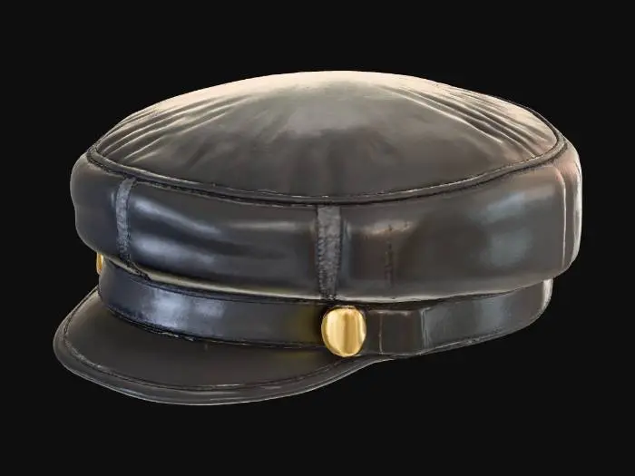3D model for Black Leather Baker Boy Cap