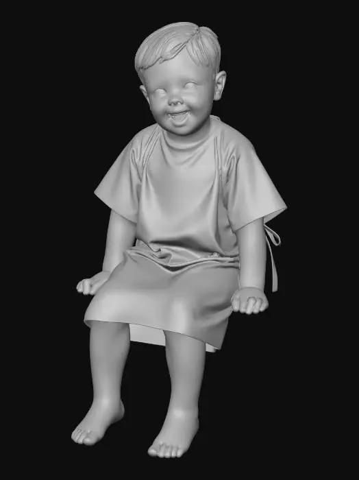 3D model for Smiling Toddler in Hospital Gown