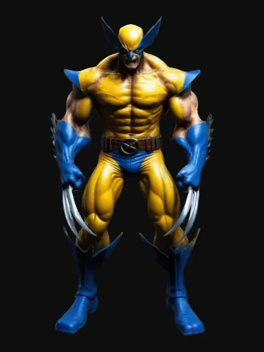 3D model for a highly detailed, 3d model of Wolverine stood in a dynamic action pose. With a design inspired by George Perez, Joe Madureira and Jim Lee.