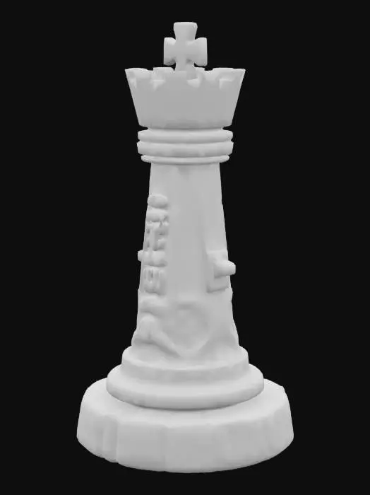 3D model for "A stylized, rugged standing stone with glowing Celtic runes carved into its surface, placed atop a weathered stone pedestal. The stone has uneven, exaggerated edges and a slightly cartoonish, vibrant design inspired by Kena: Bridge of Spirits. The glowing runes emit a soft, magical light, accentuating the mystical charm."
mix with chess rook