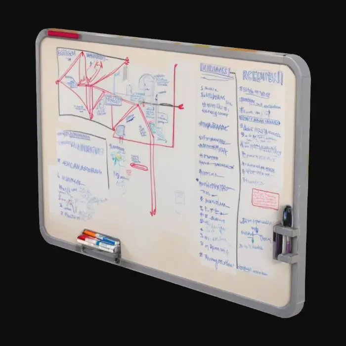 3D model for A large magnetic whiteboard with tactical map overlays pinned to it
