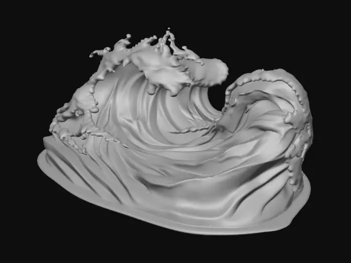 3D model for magma wave with 8 bit aesthetic