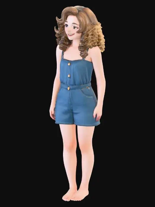 3D model for Curly Denim Portrait