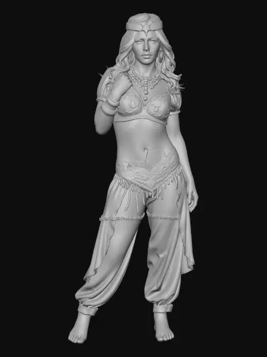 3D model for Turquoise Belly Dance Costume with Gold Embellishments