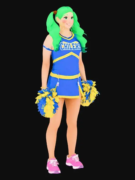 3D model for precocious cheerleader with green hair